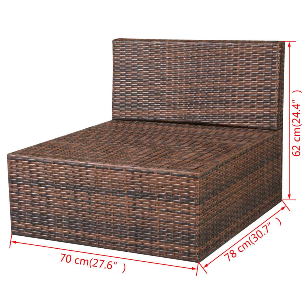 vidaXL 10 Piece Garden Lounge Set with Cushions Poly Rattan Brown