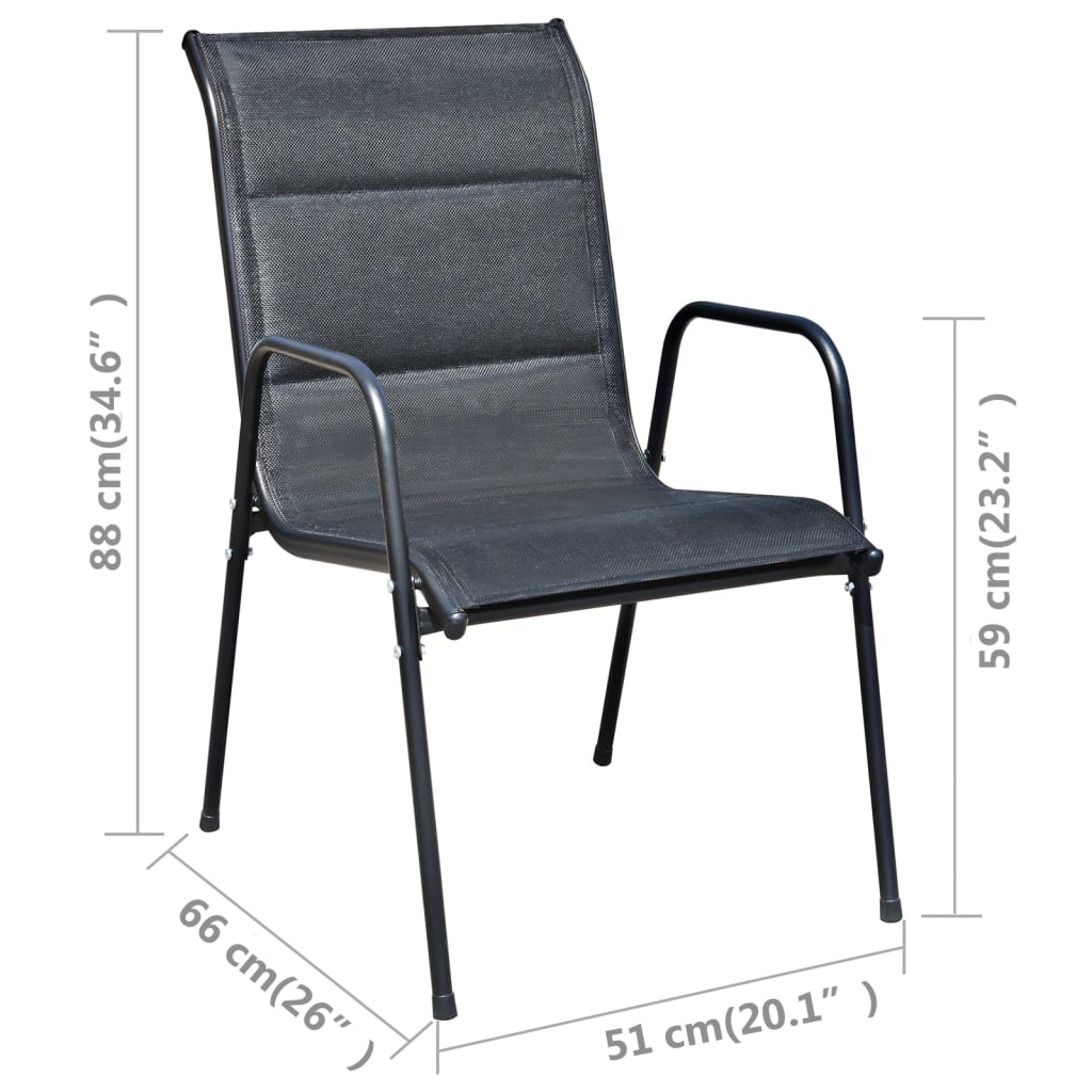 vidaXL 3 Piece Bistro Set Steel Black