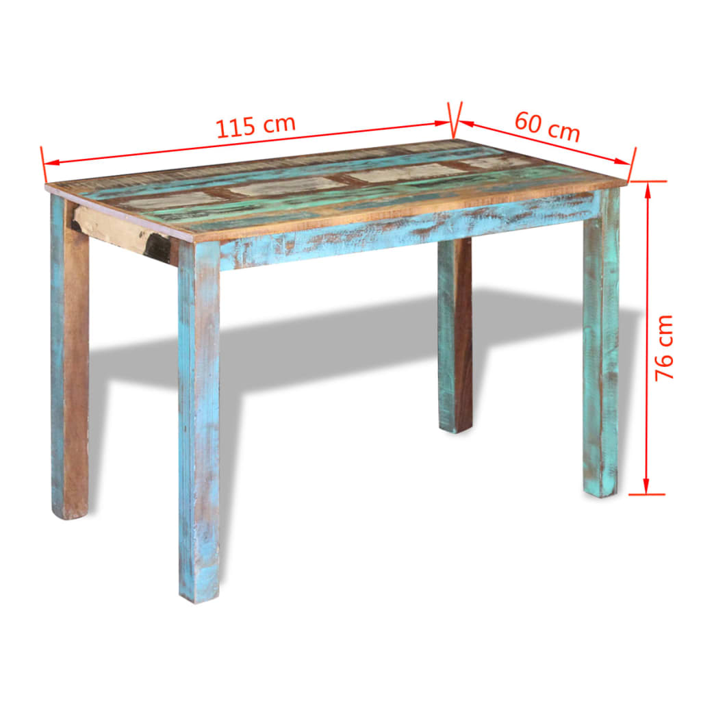 vidaXL Dining Table Solid Reclaimed Wood 115x60x76 cm