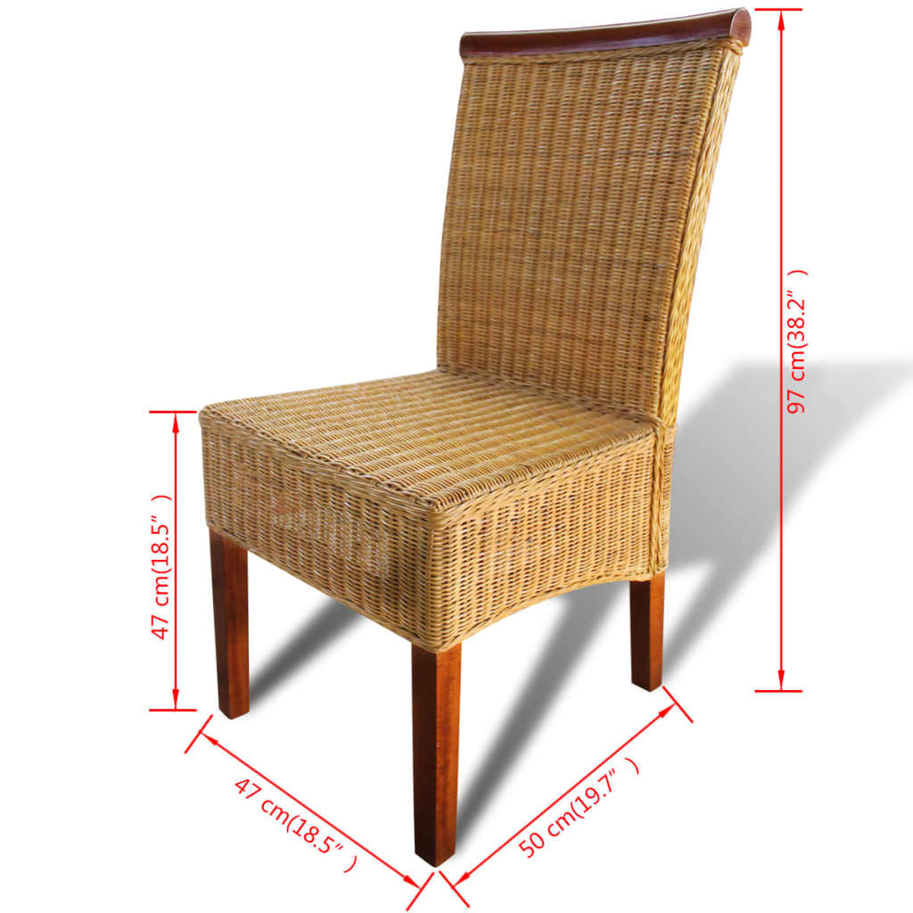 vidaXL Dining Chairs 4 pcs Brown Natural Rattan