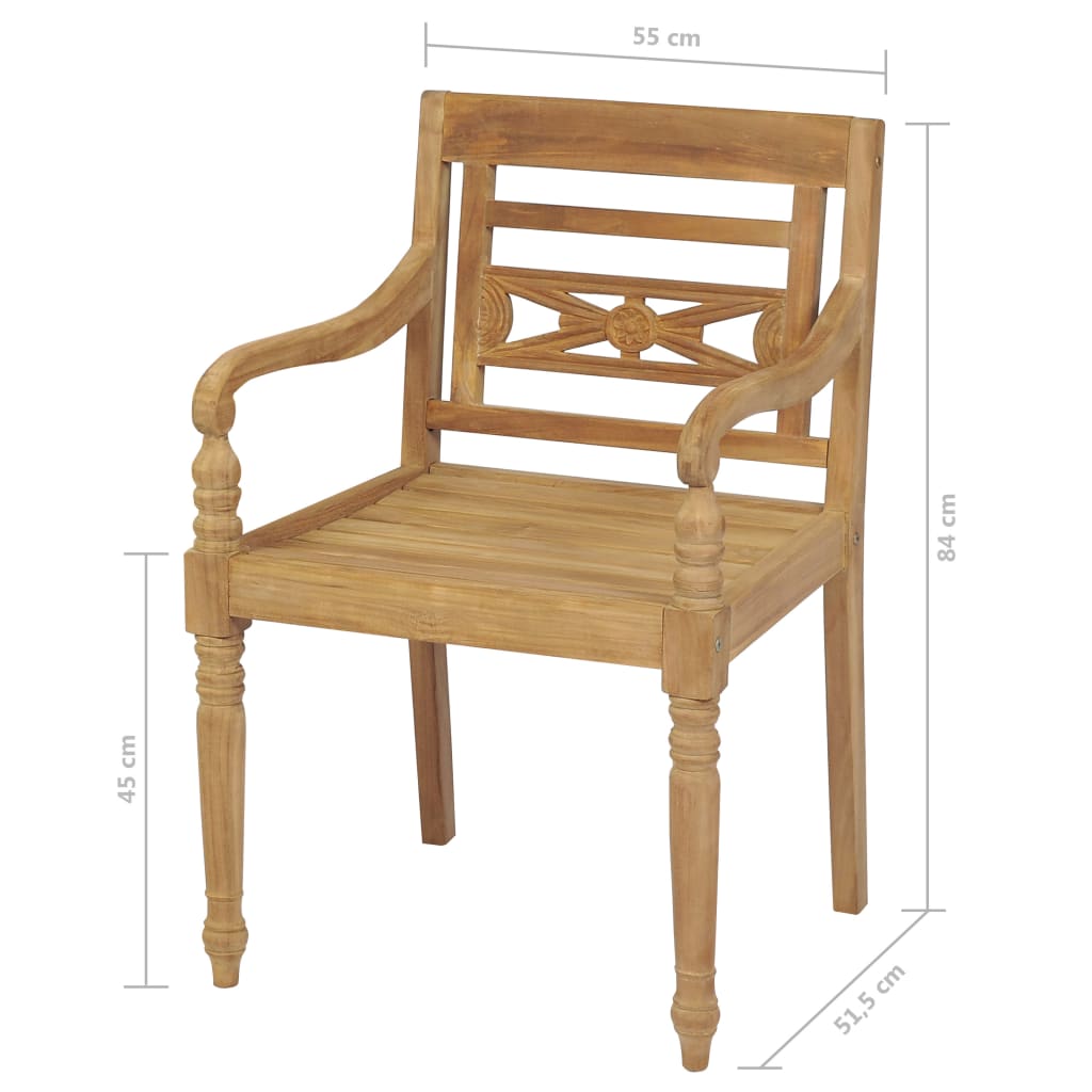 vidaXL Batavia Chairs 2 pcs Solid Teak Wood