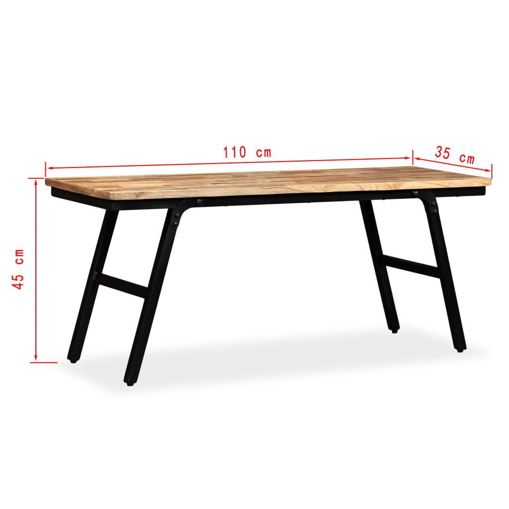 vidaXL Bench Reclaimed Teak and Steel 110x35x45 cm