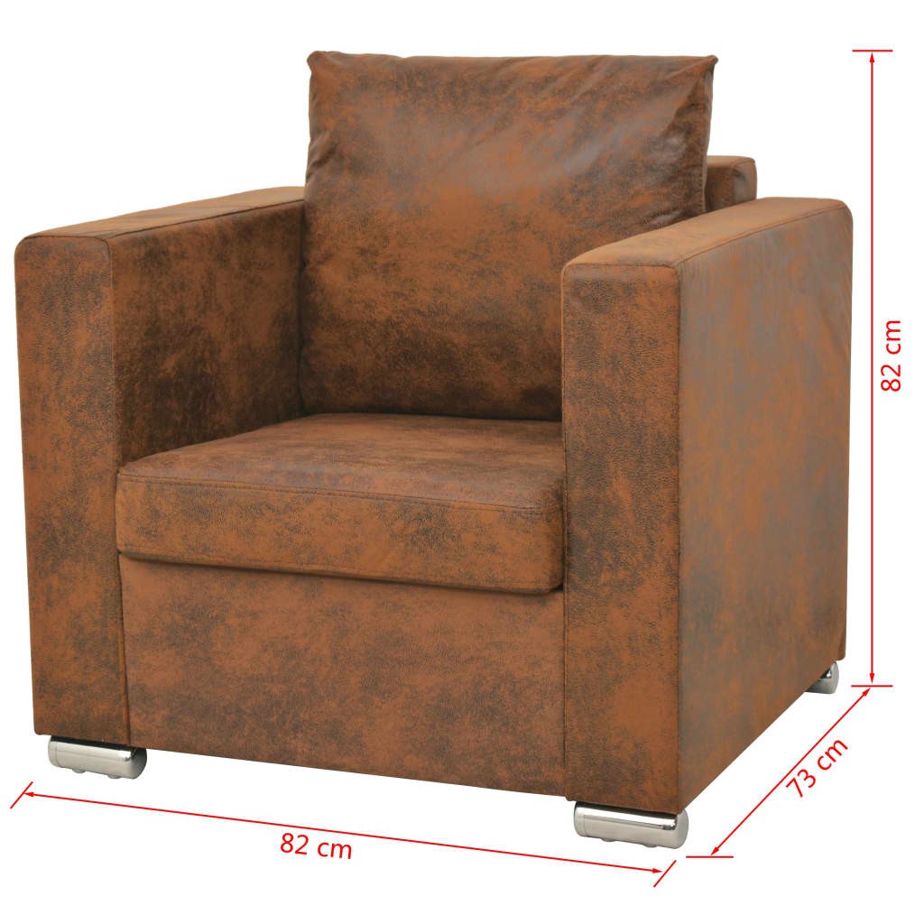 vidaXL Sofa Set 2 Pieces Artificial Suede Leather