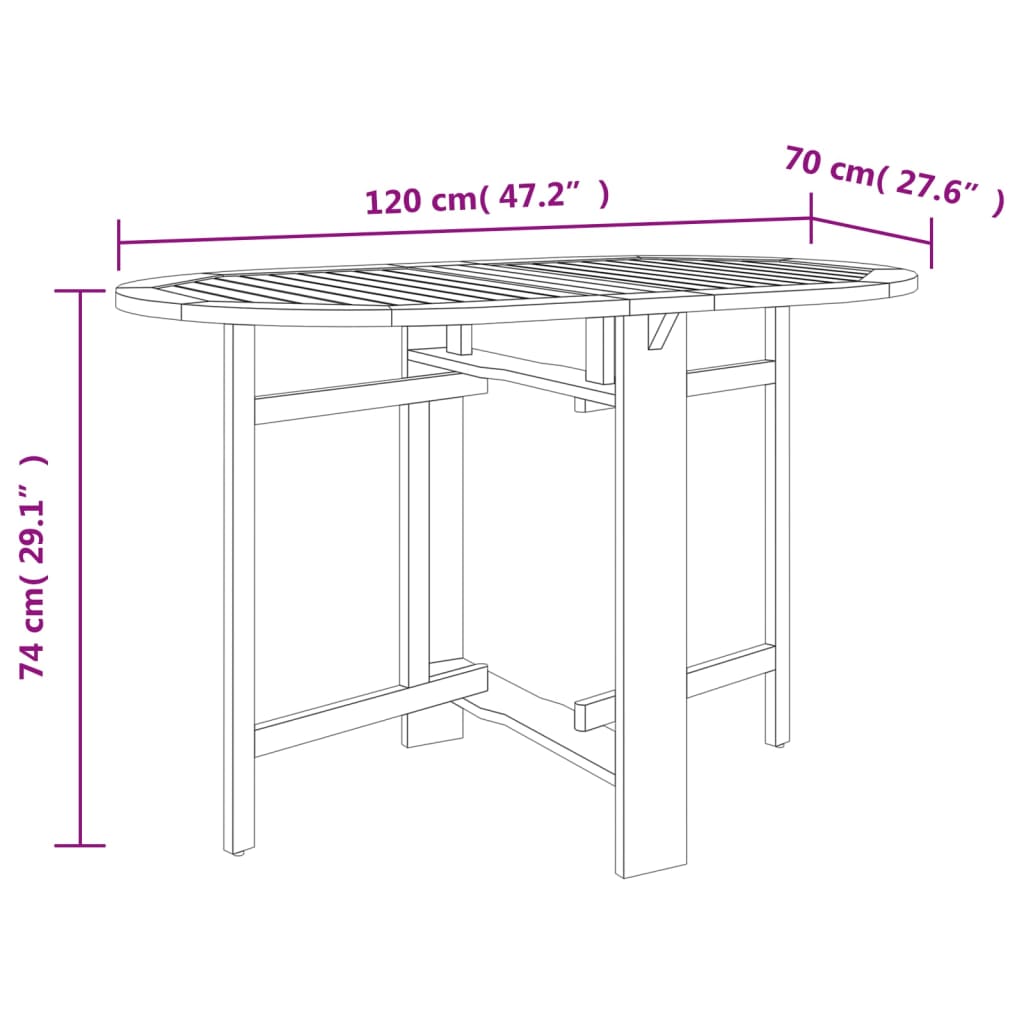vidaXL 5 Piece Folding Outdoor Dining Set Solid Acacia Wood