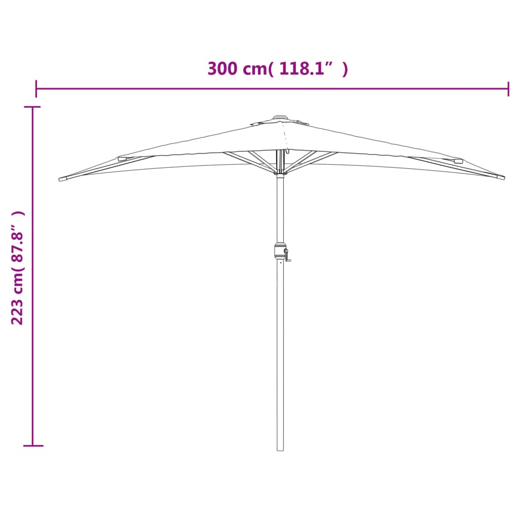 vidaXL Garden Parasol with Aluminium Pole Green 300x155 cm Half