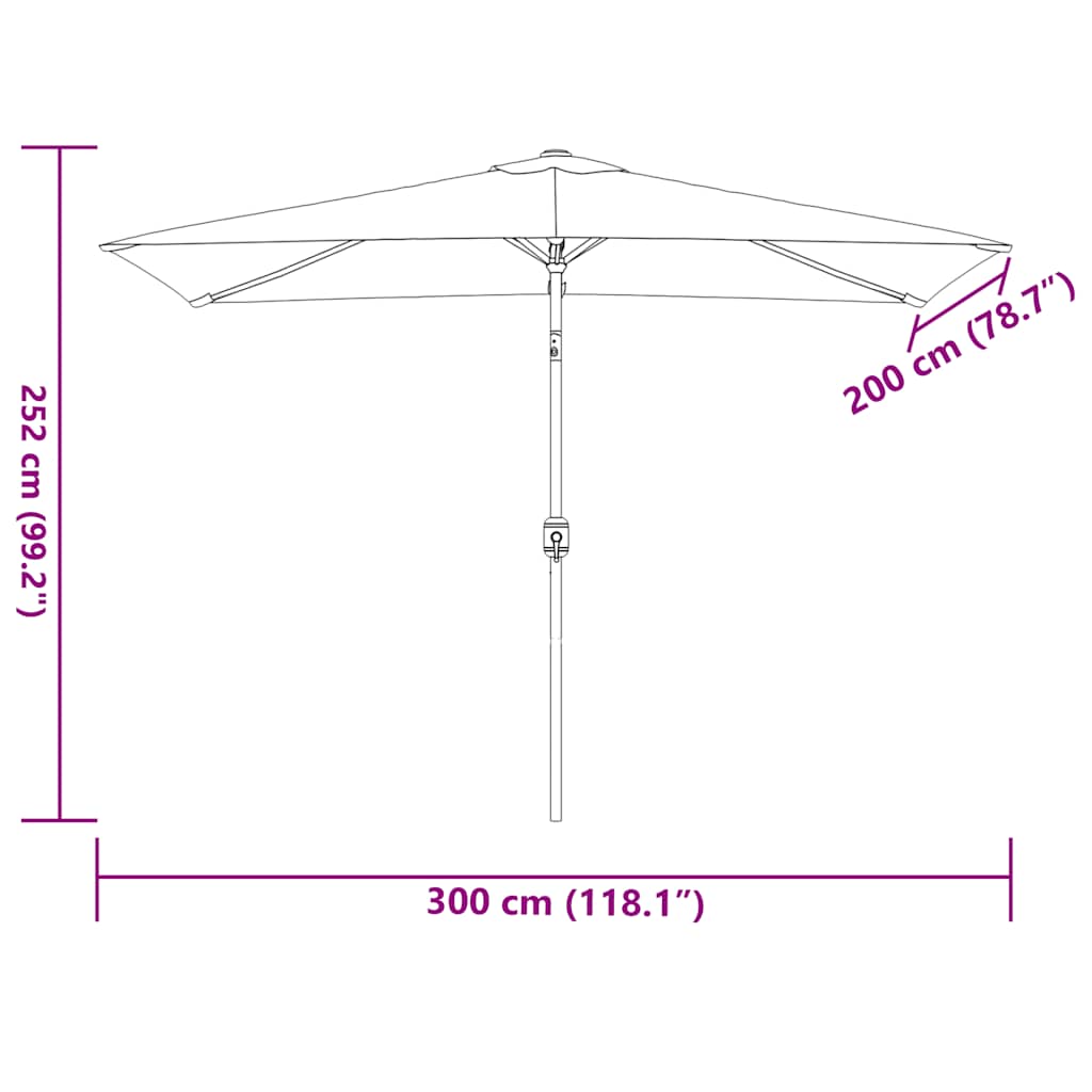 vidaXL Garden Parasol with Metal Pole 300x200 cm Terracotta