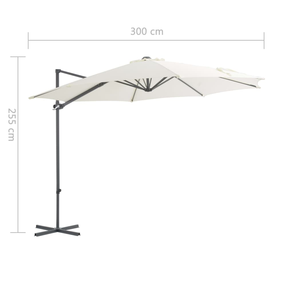 vidaXL Cantilever Garden Parasol with Steel Pole Sand 300 cm