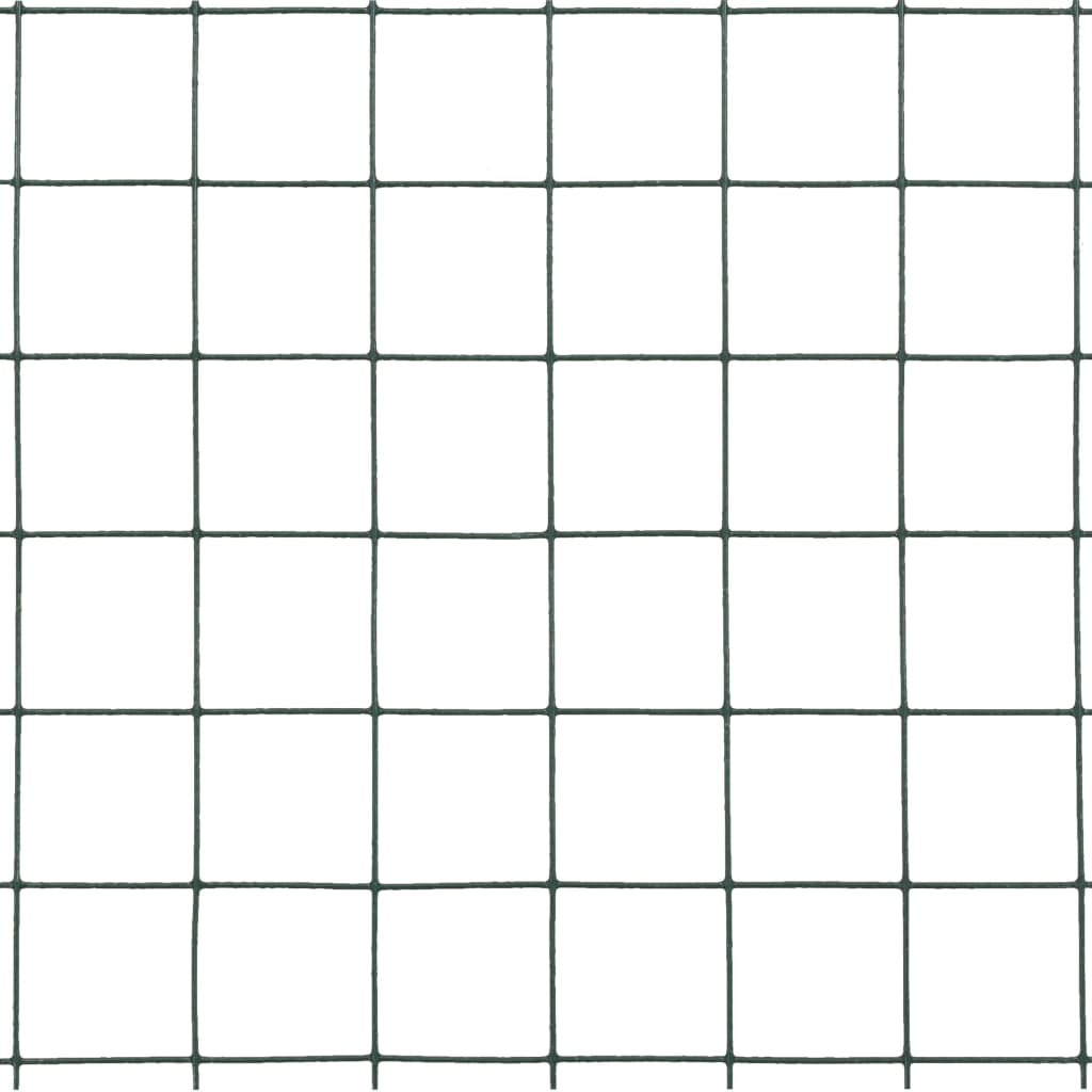 vidaXL Chicken Wire Fence Steel with PVC Coating 25x0.5 m Green