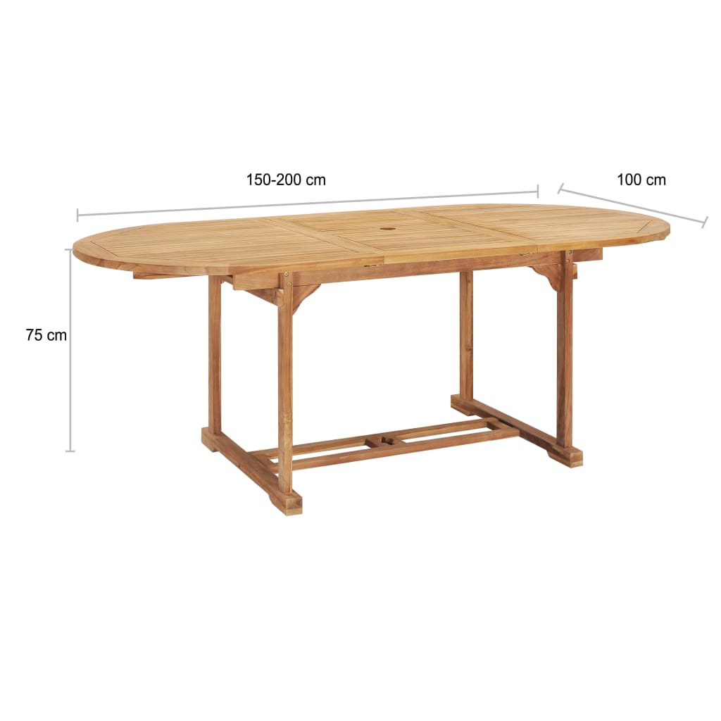 vidaXL Extending Garden Table 150-200x100x75 cm Solid Teak Wood