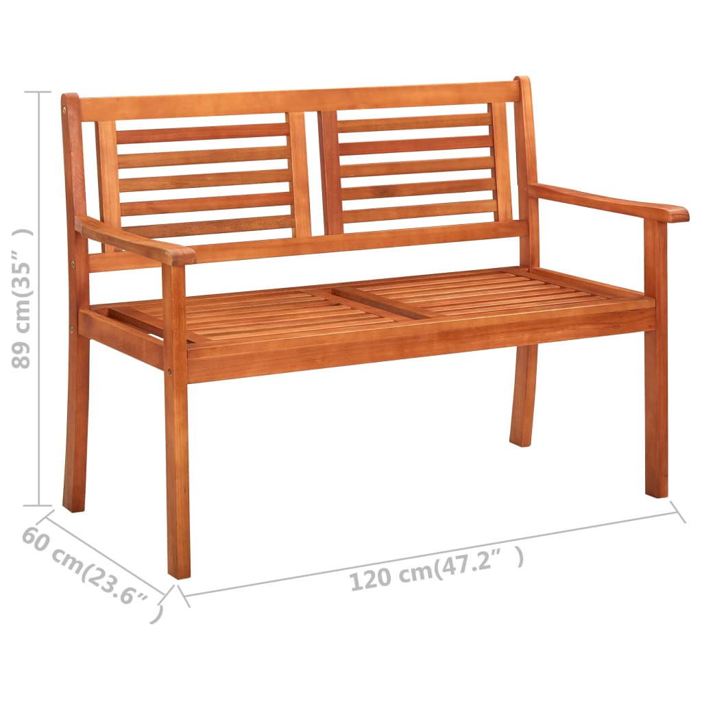 vidaXL 2-Seater Garden Bench 120 cm Solid Eucalyptus Wood