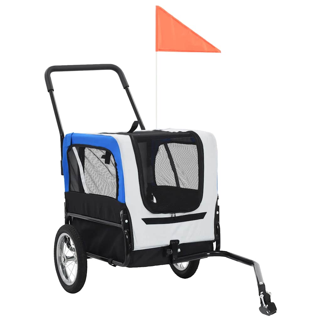 vidaXL 2-in-1 Pet Bike Trailer & Jogging Stroller Grey and Blue
