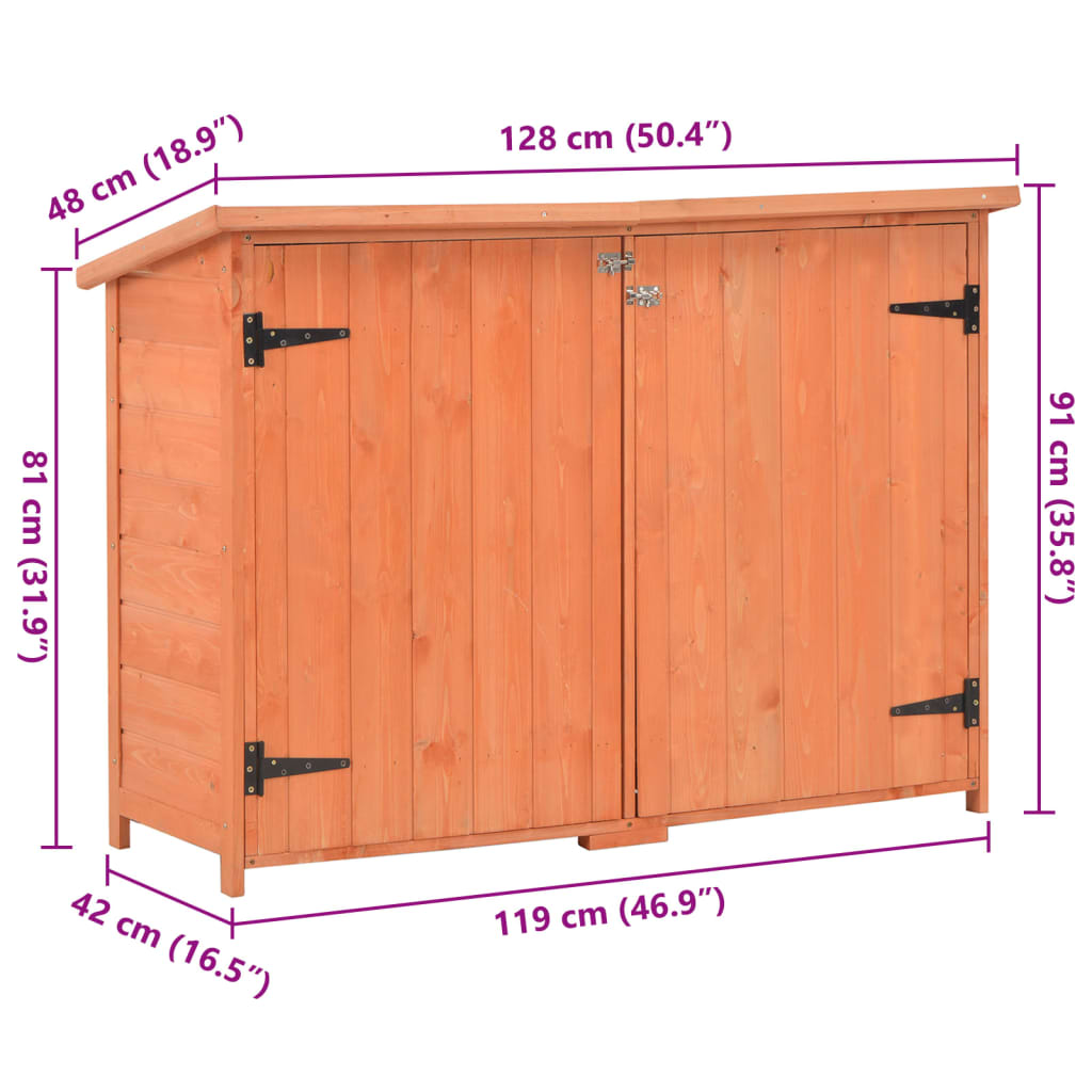 vidaXL Garden Storage Shed 128x42x91 cm Wood