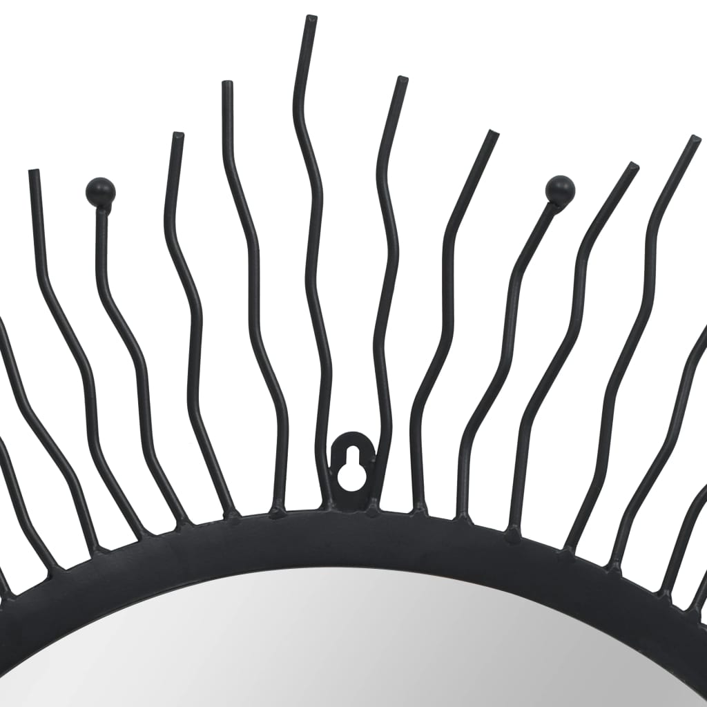 vidaXL Garden Wall Mirror Sunburst 80 cm Black