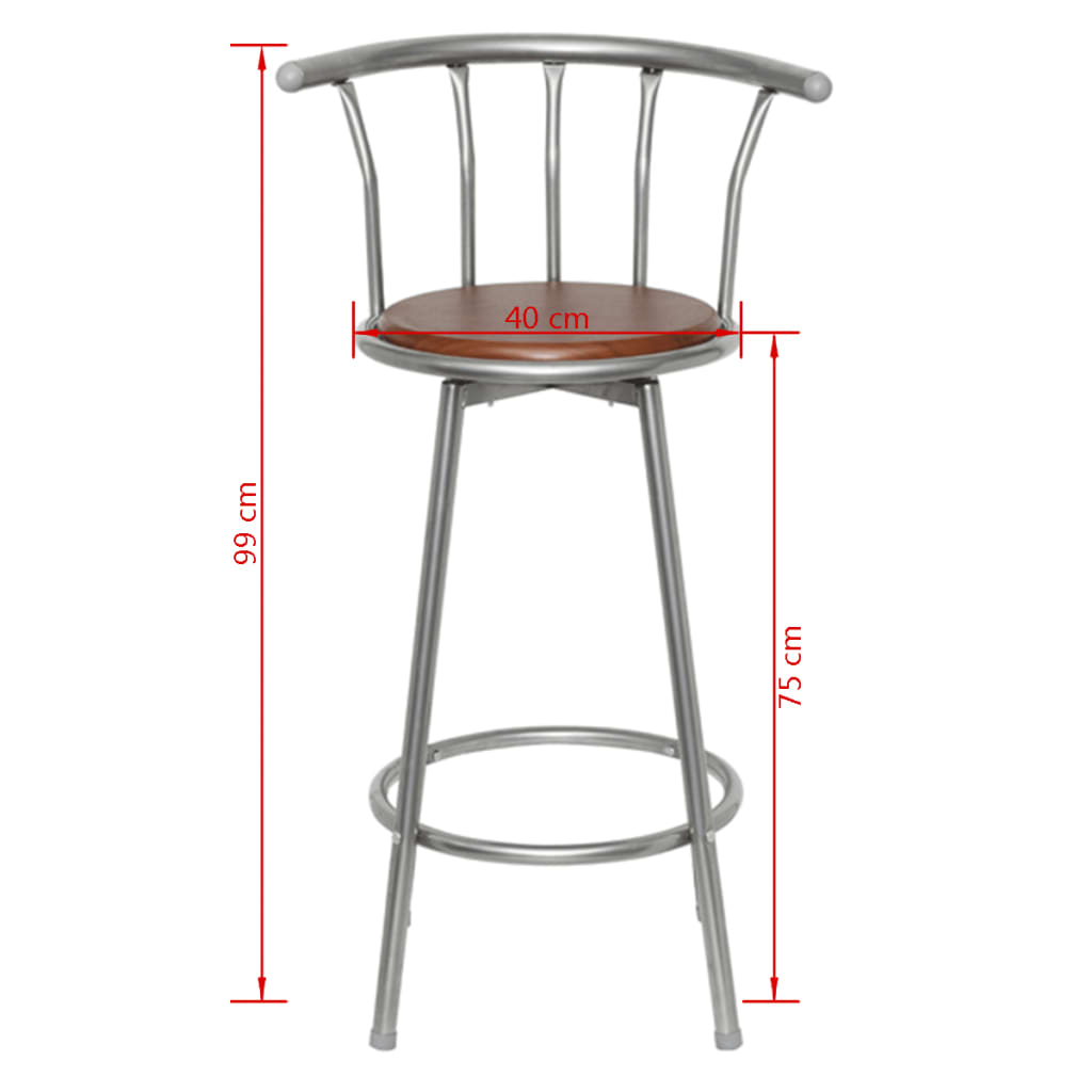 vidaXL Bar Stools 2 pcs Brown Steel