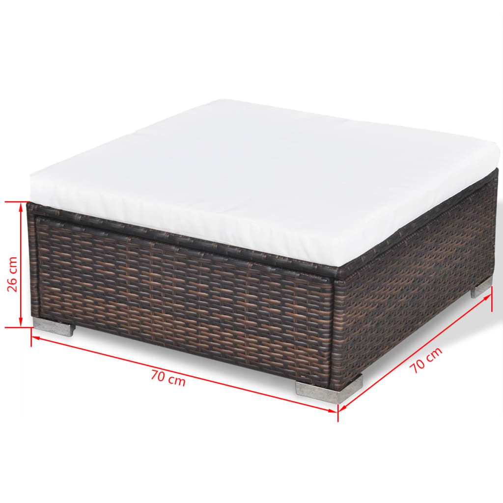 vidaXL 10 Piece Garden Lounge Set with Cushions Poly Rattan Brown