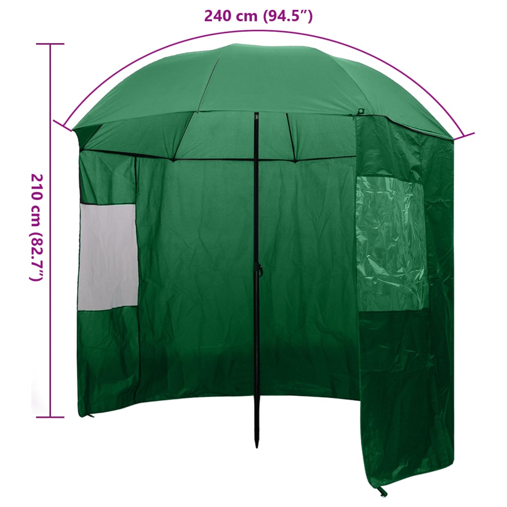 vidaXL Fishing Umbrella Green 240x210 cm