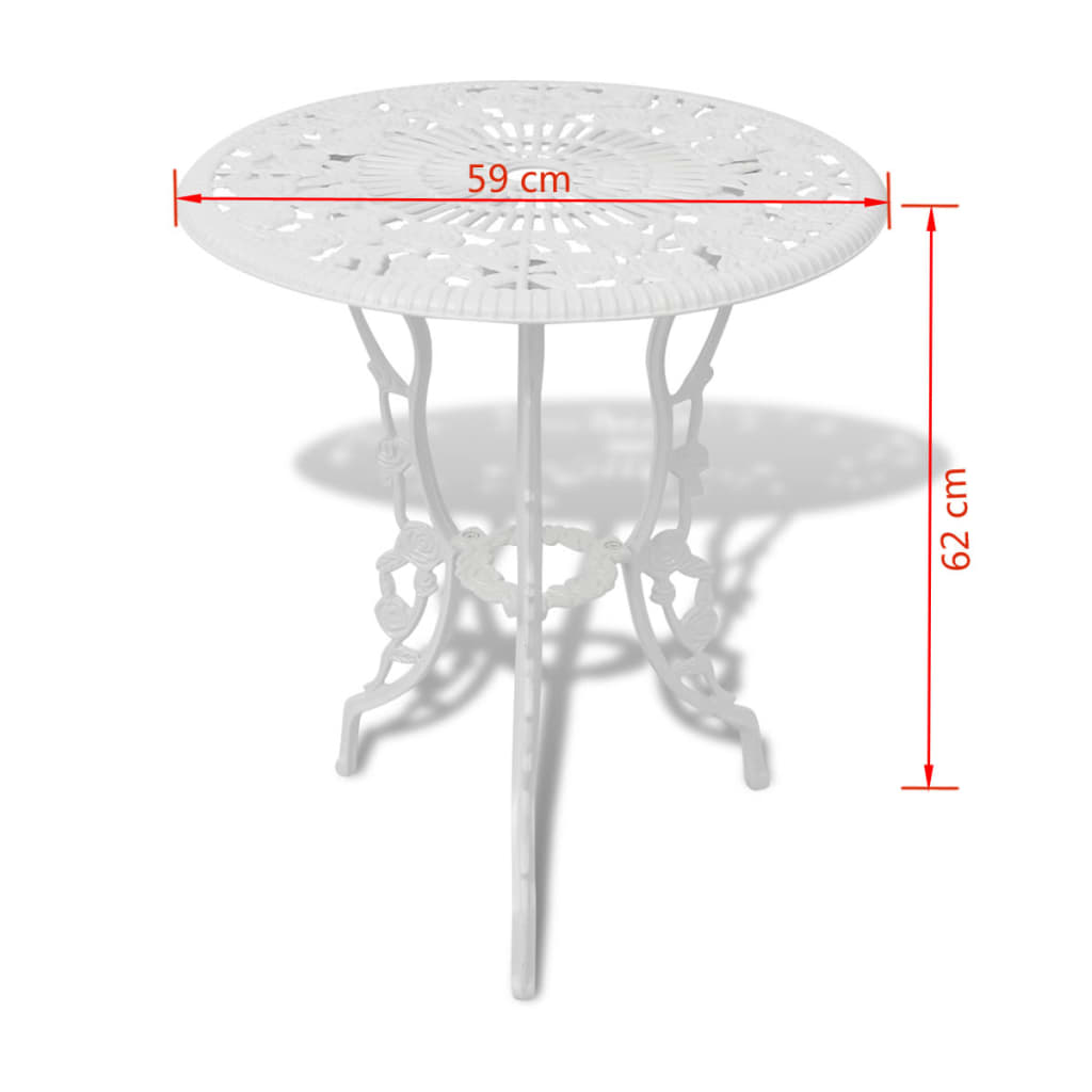 vidaXL 3 Piece Bistro Set Cast Aluminium White