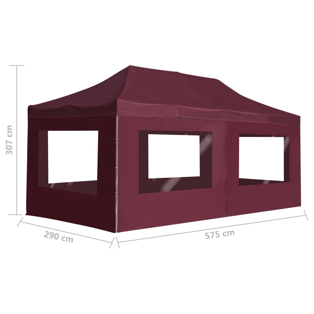vidaXL Professional Folding Party Tent with Walls Aluminium 6x3 m Wine Red