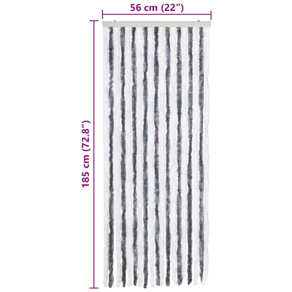 vidaXL Insect Curtain Grey and White 56x185 cm Chenille
