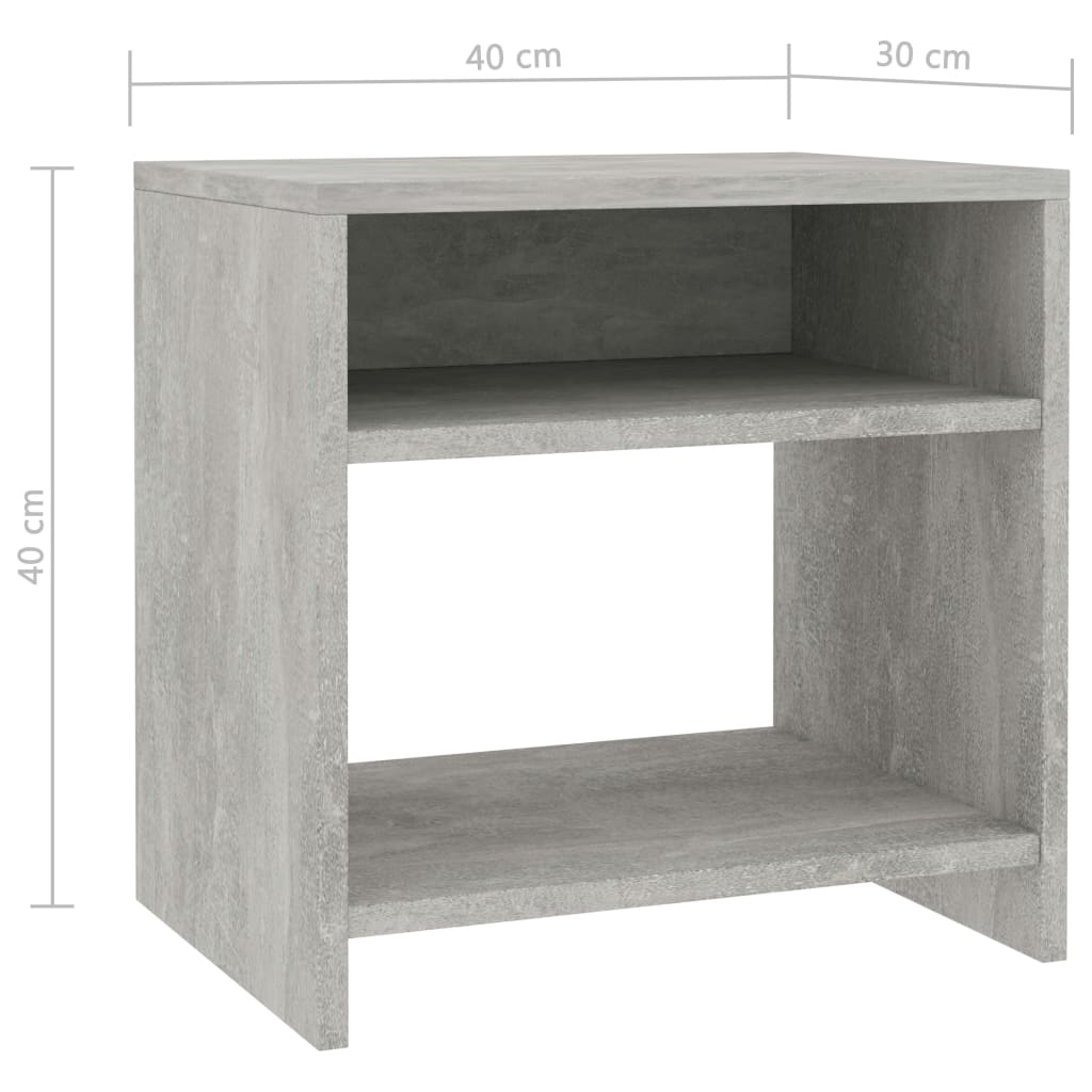 vidaXL Bedside Cabinets 2 pcs Concrete Grey 40x30x40 cm Engineered Wood