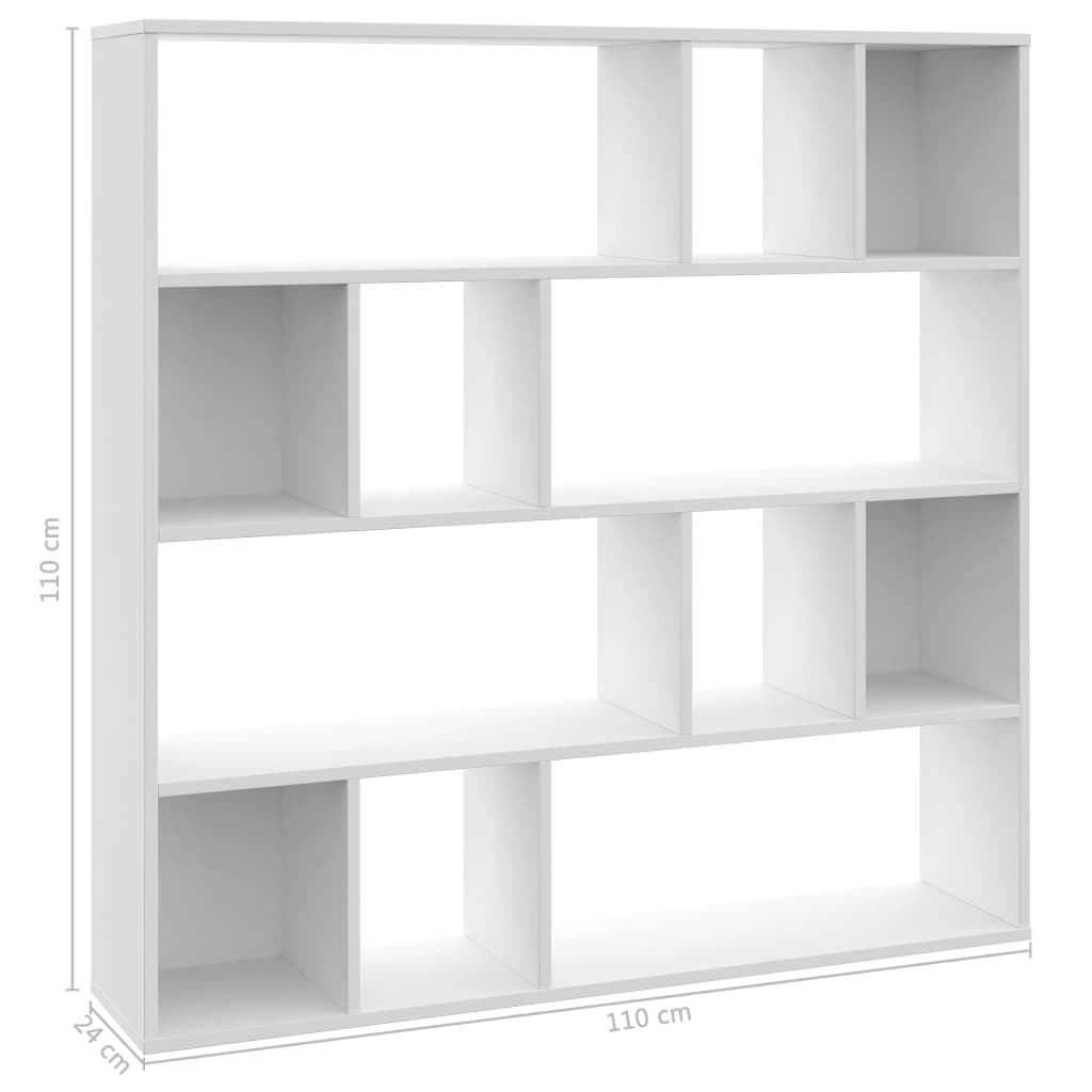 vidaXL Room Divider/Book Cabinet White 110x24x110 cm Engineered Wood