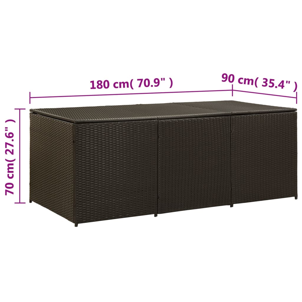 vidaXL Garden Storage Box Poly Rattan 180x90x70 cm Brown