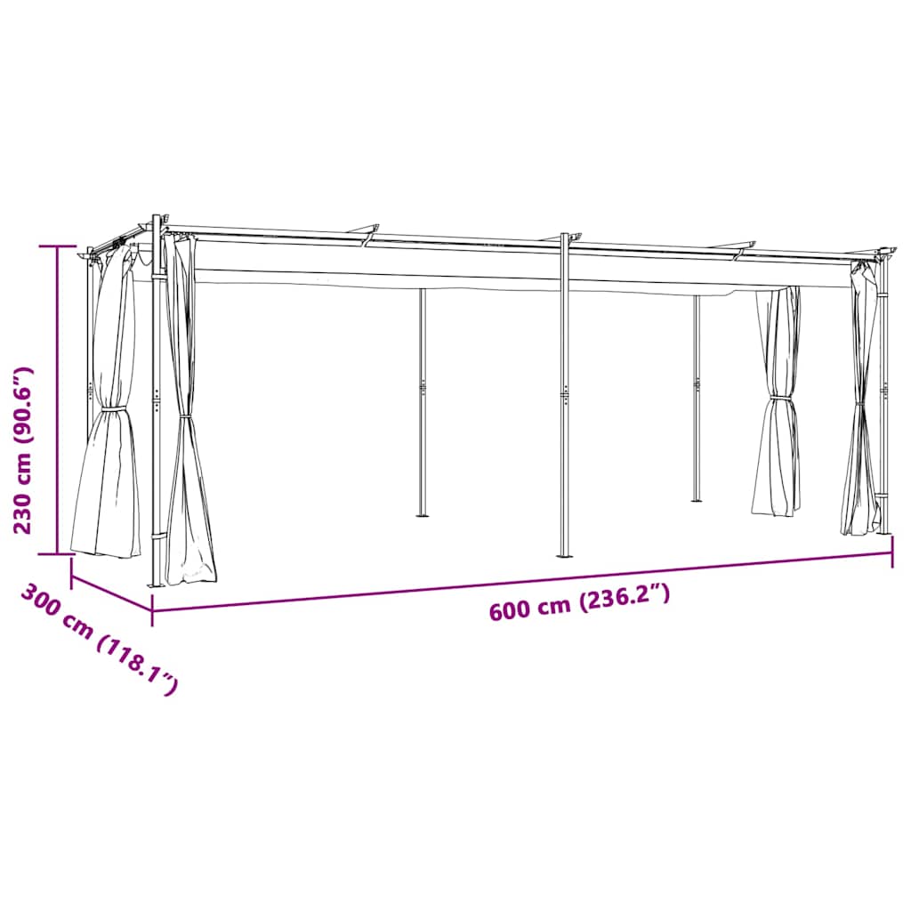 vidaXL Gazebo with Curtains 3x6 m Anthracite Steel