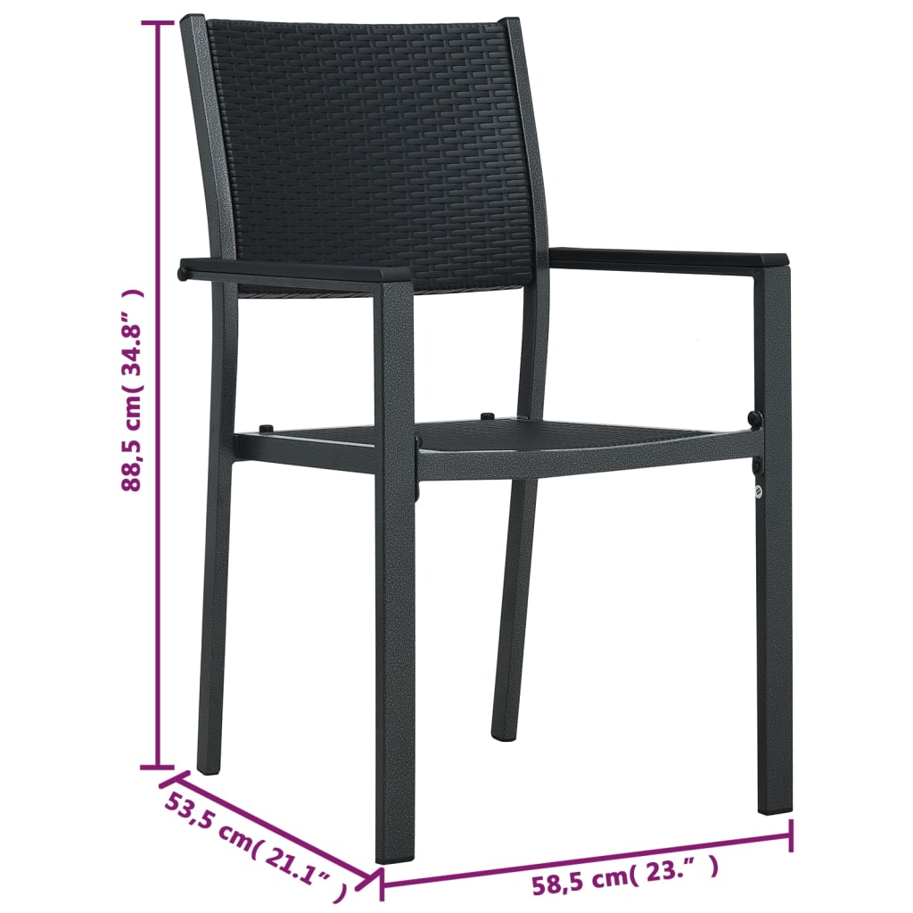 vidaXL Garden Chairs 2 pcs Black Plastic Rattan Look