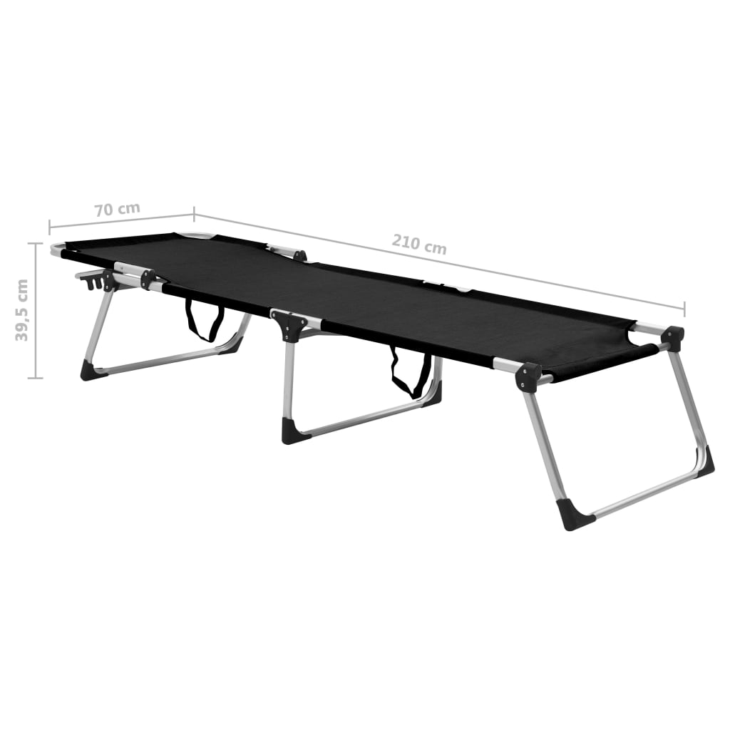 vidaXL Extra High Folding Senior Sunbed Black Aluminium
