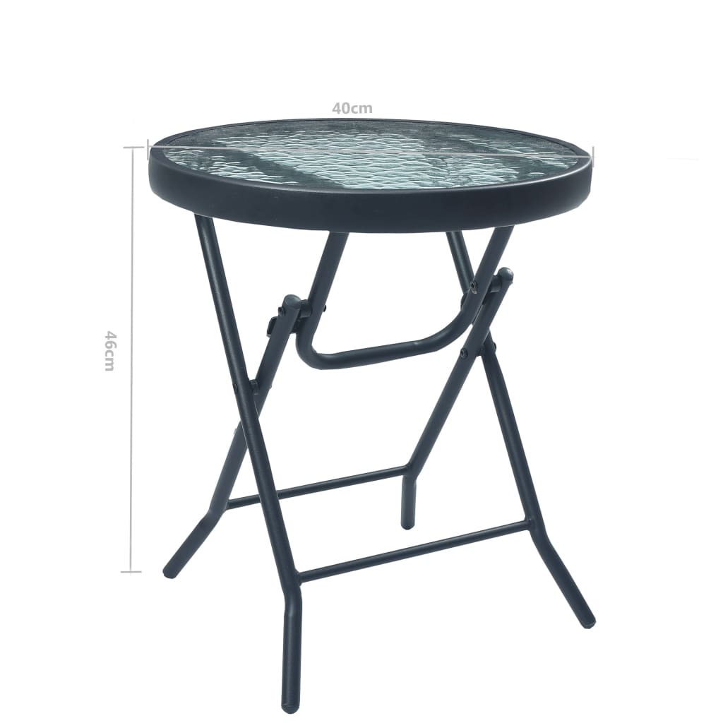 vidaXL Bistro Table Black 40x46 cm Steel and Glass