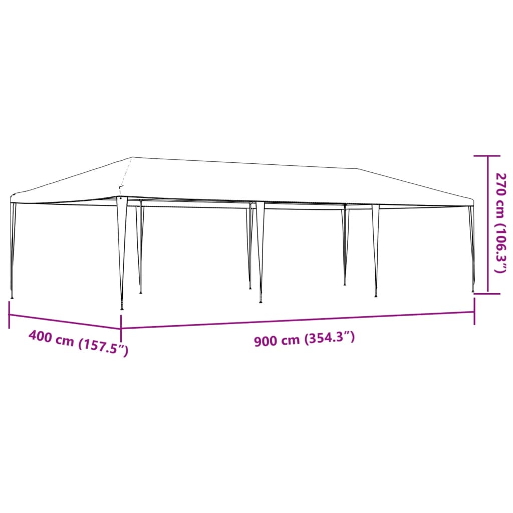 vidaXL Professional Party Tent 4x9 m Anthracite 90 g/m²