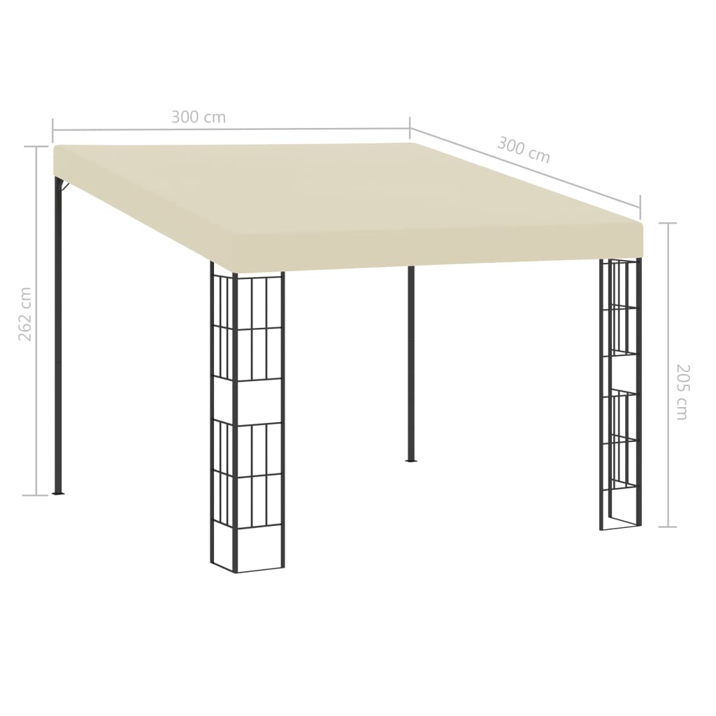 vidaXL Wall-mounted Gazebo 3x3 m Cream Fabric