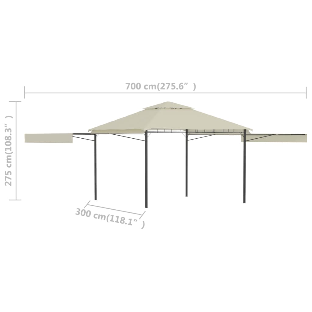 vidaXL Gazebo with Double Extended Roofs 3x3x2.75 m Cream 180 g/m²