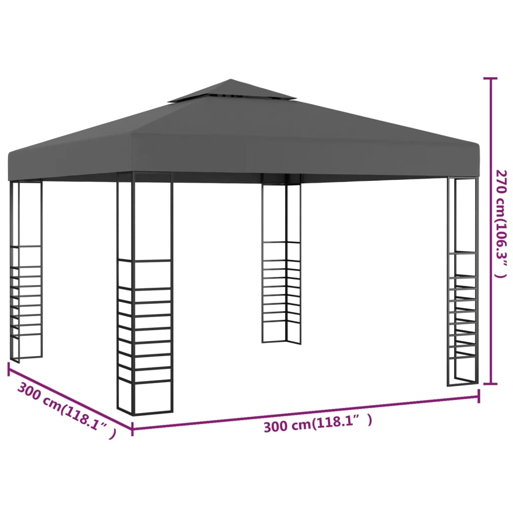 vidaXL Garden Marquee 3x3 m Anthracite
