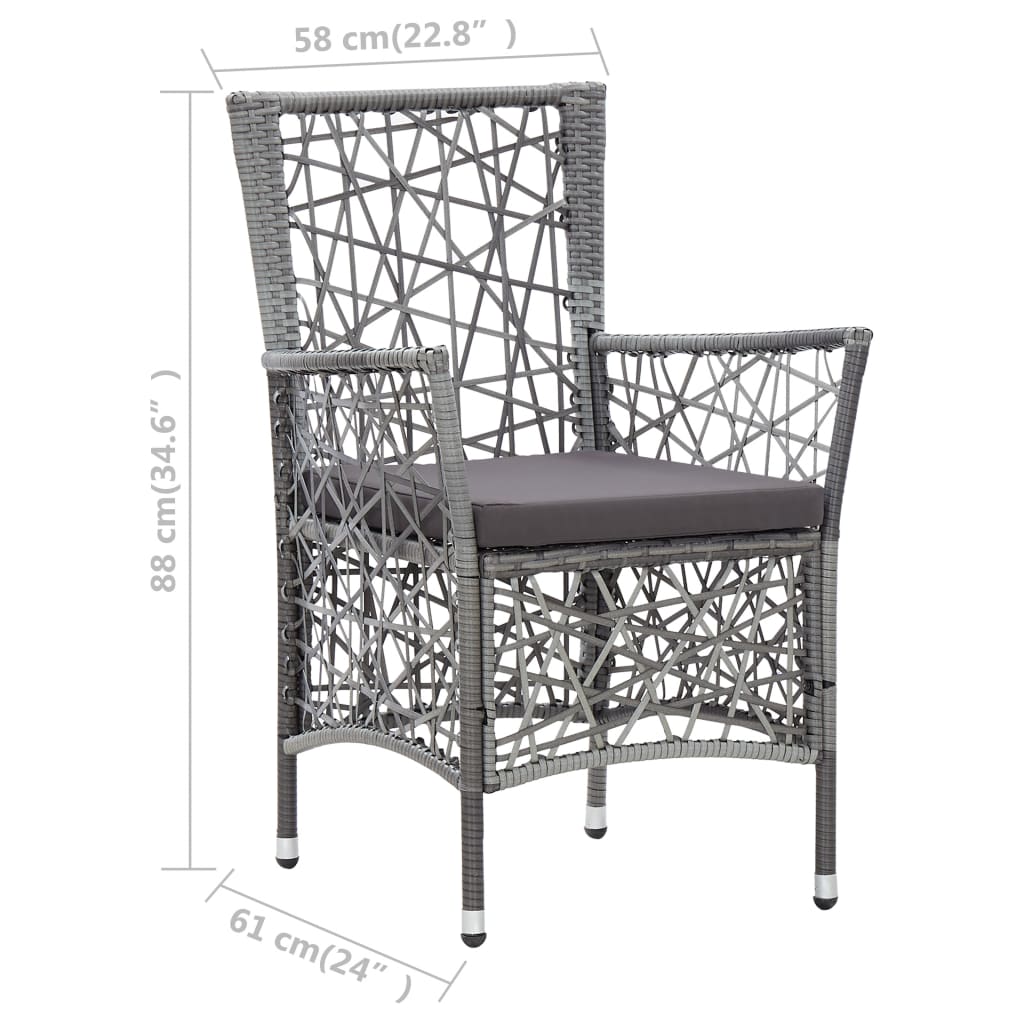 vidaXL 5 Piece Outdoor Dining Set Poly Rattan Grey