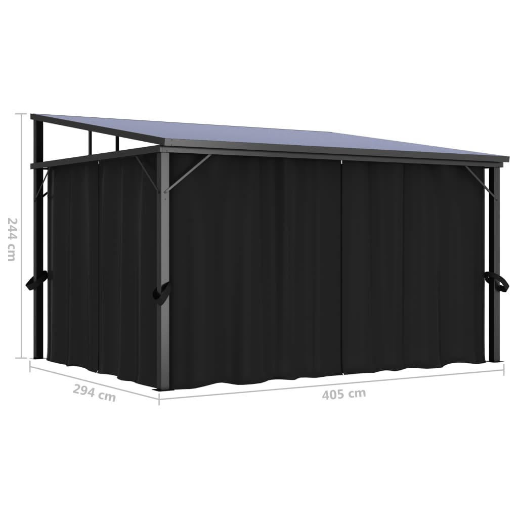 vidaXL Gazebo with Curtain 405x294x244 cm Anthracite