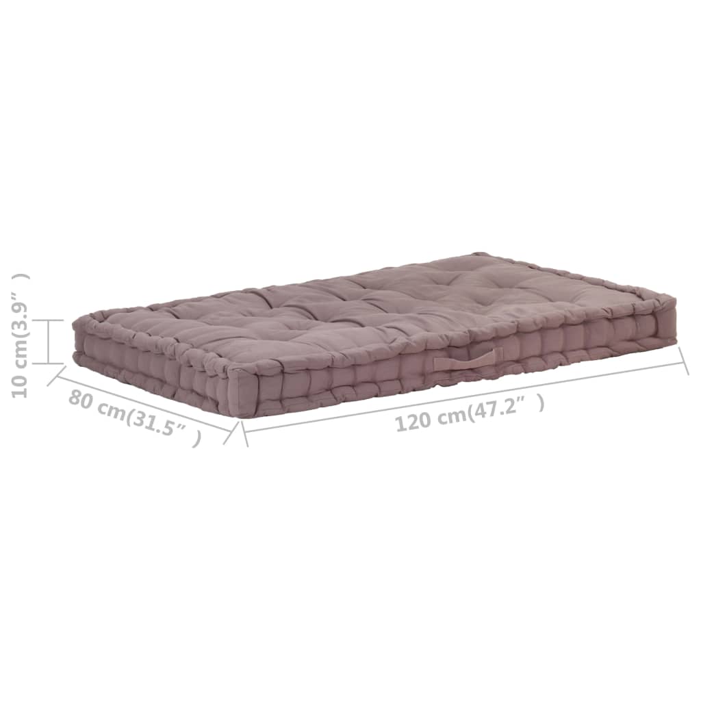 vidaXL Pallet Floor Cushion Cotton 120x80x10 cm Taupe