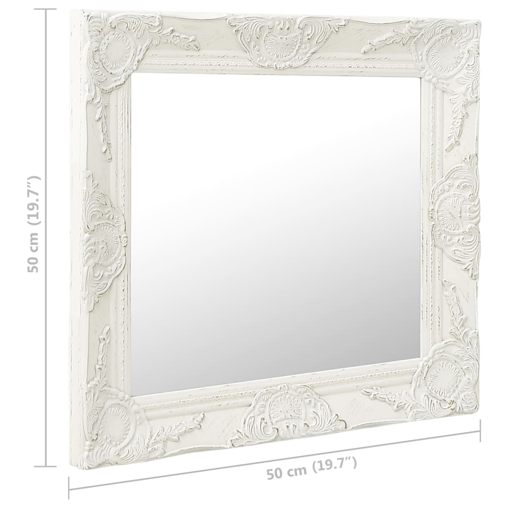 vidaXL Wall Mirror Baroque Style 50x50 cm White