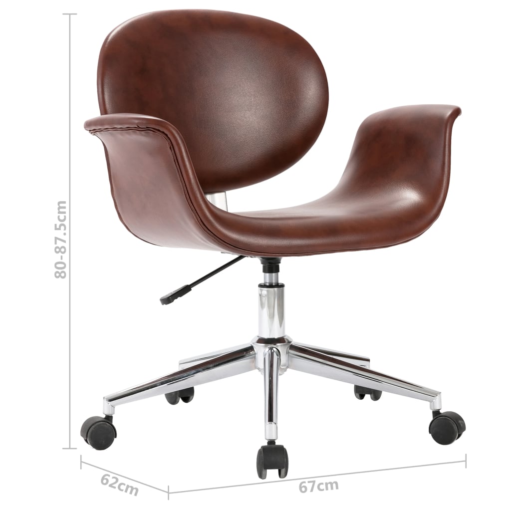 vidaXL Swivel Office Chair Brown Faux Leather