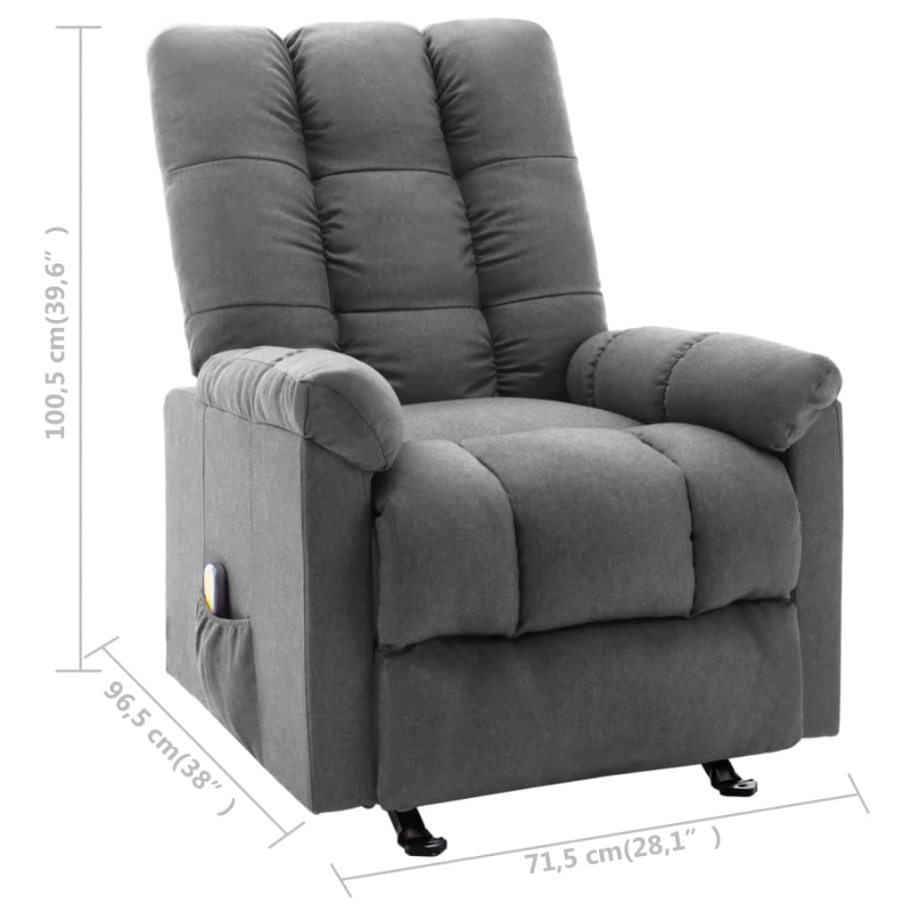 vidaXL Massage Reclining Chair Light Grey Fabric
