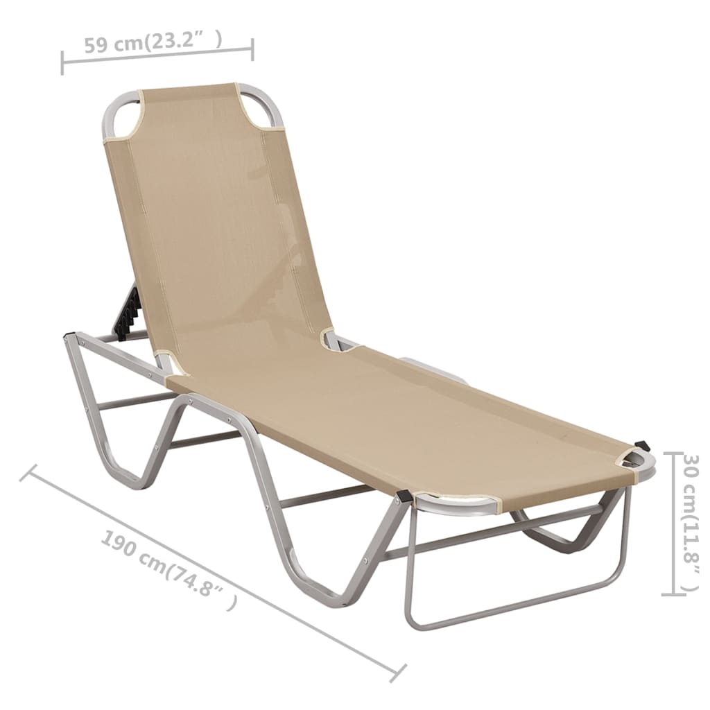 vidaXL Sun Lounger Aluminium and Textilene Cream