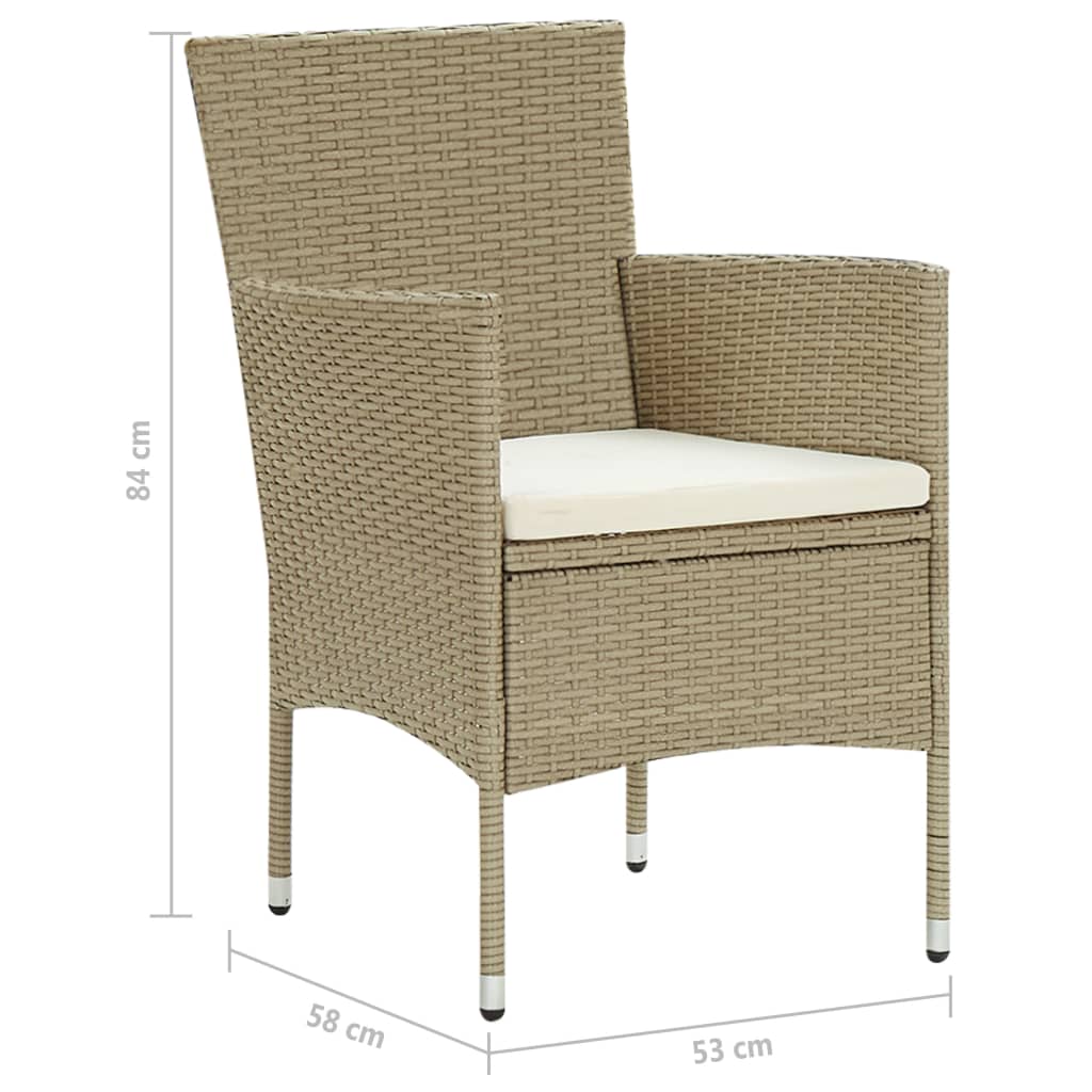 vidaXL Garden Dining Chairs 2 pcs Poly Rattan Beige