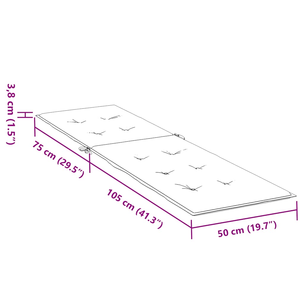 vidaXL Deck Chair Cushion Black (75+105)x50x4 cm