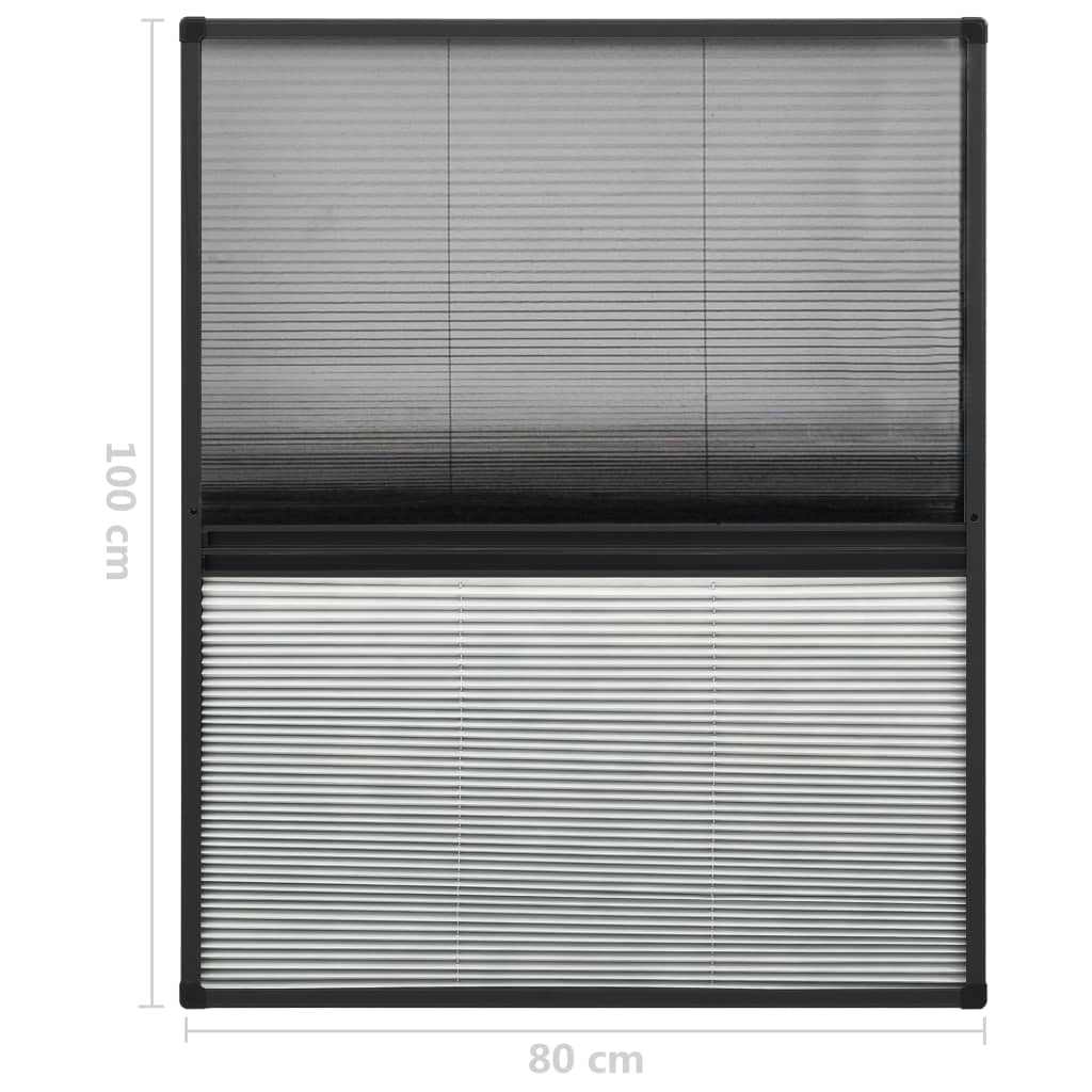 vidaXL Plisse Insect Screen for Windows Aluminium 80x100 cm with Shade