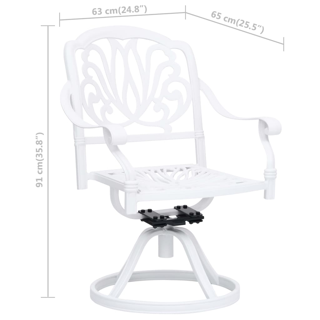 vidaXL Swivel Garden Chairs 2 pcs Cast Aluminium White