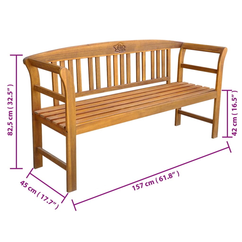 vidaXL Garden Bench with Cushion 157 cm Solid Acacia Wood