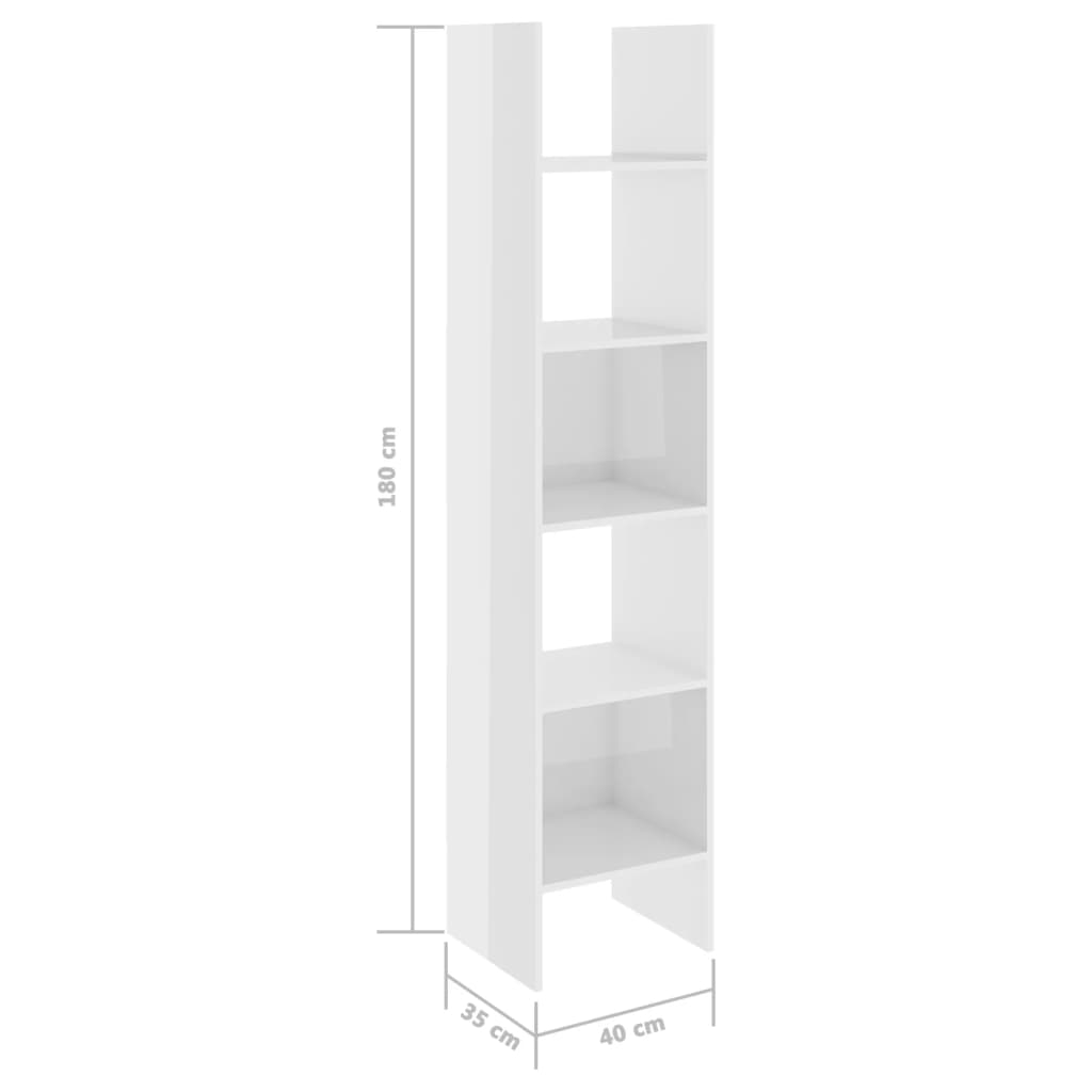 vidaXL Book Cabinet High Gloss White 40x35x180 cm Engineered Wood