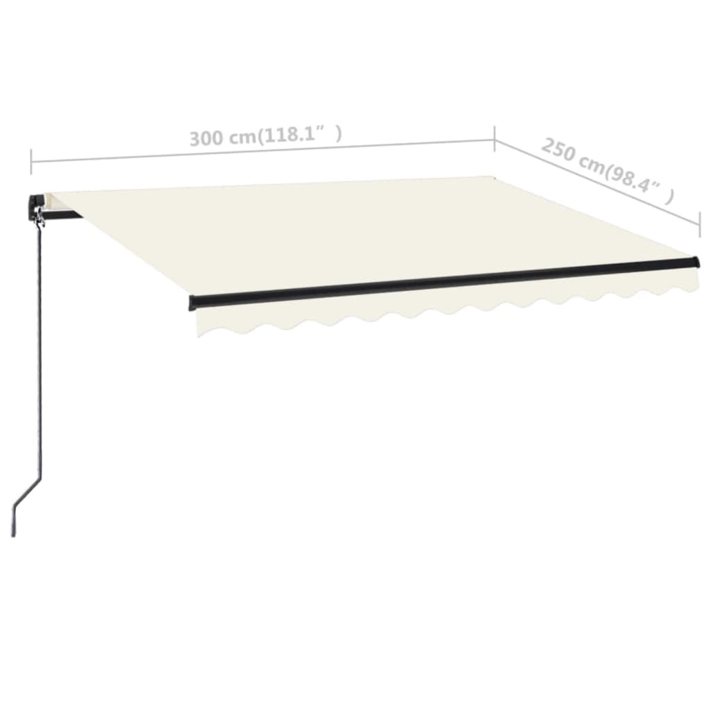vidaXL Manual Retractable Awning 300x250 cm Cream
