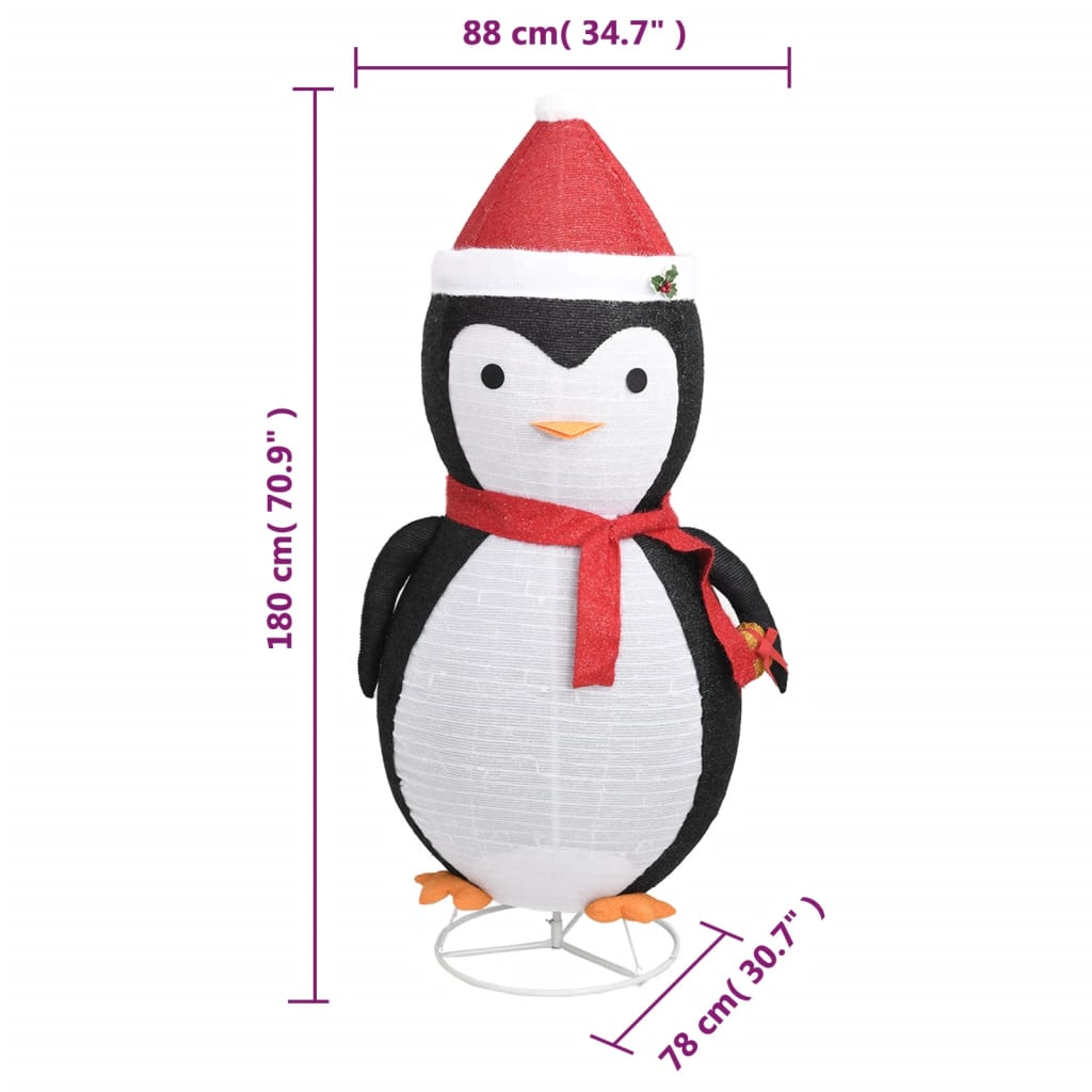 vidaXL Decorative Christmas Snow Penguin Figure LED Luxury Fabric 180cm