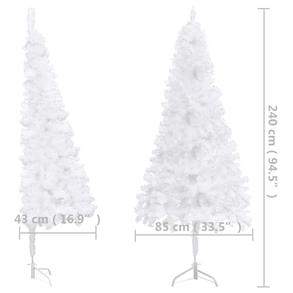 vidaXL Corner Artificial Pre-lit Christmas Tree White 240 cm PVC